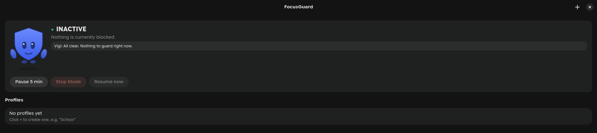 FocusGuard main window